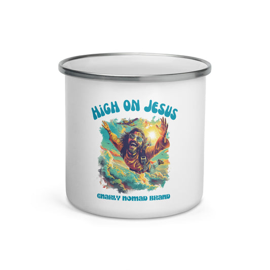 High on Jesus Skydive Enamel Mug