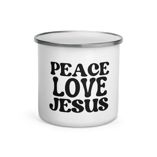 Peace Love Jesus Enamel Mug