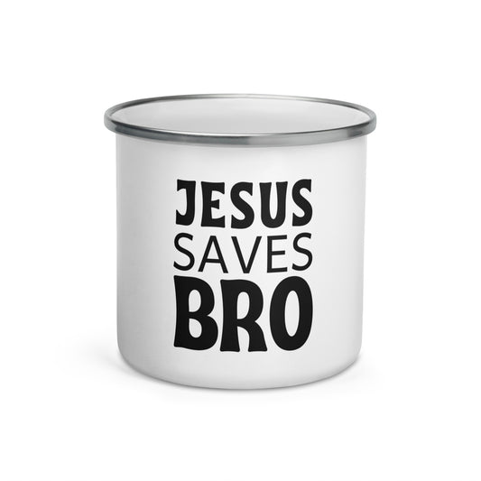 Jesus Saves Bro Enamel Mug